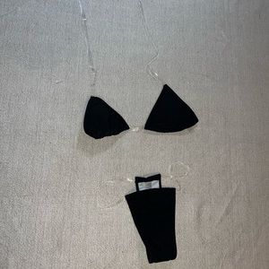 Clear Strap Triangle Thong Bikini